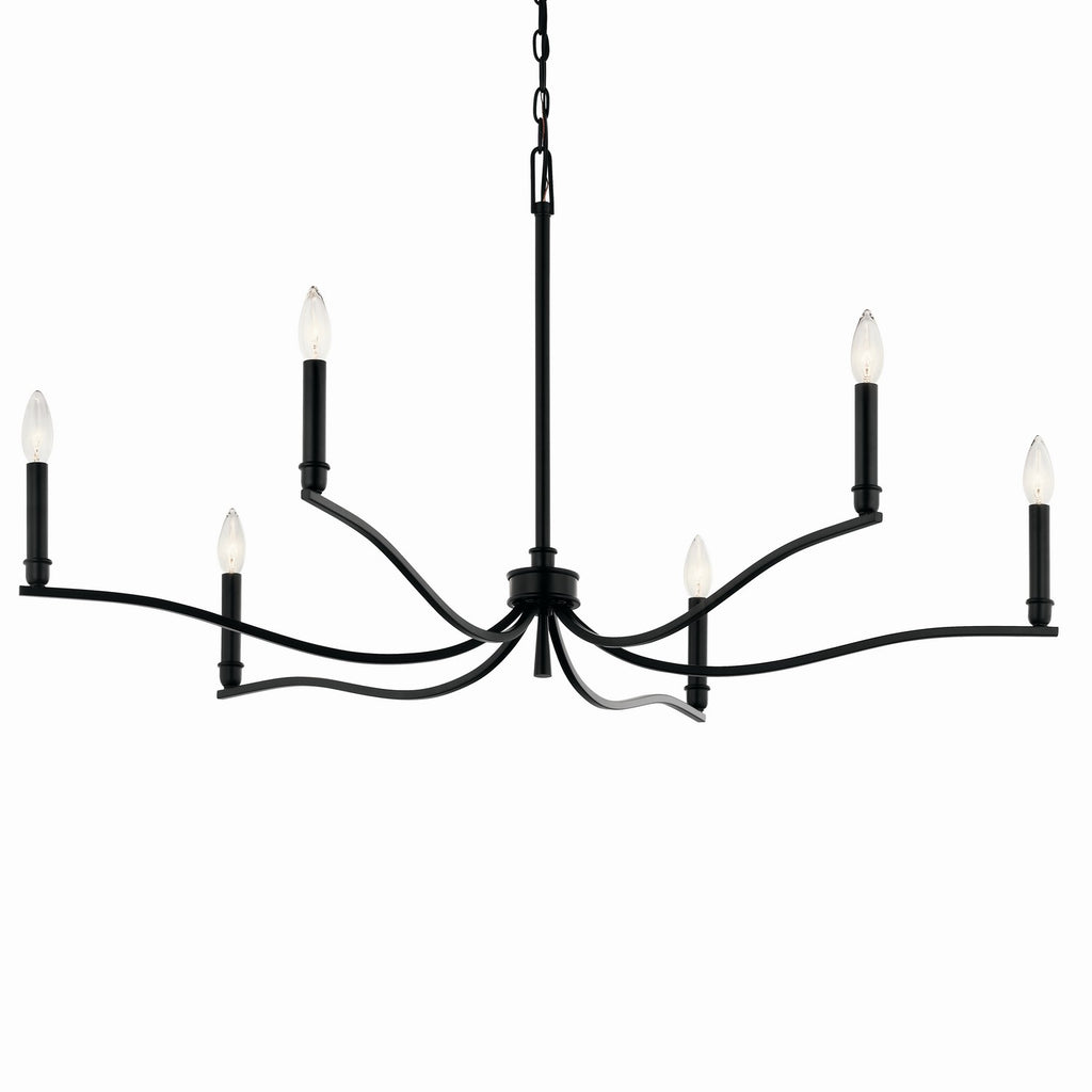 KICHLER 52696BK Malene 42 Inch 6 Light Chandelier In Black