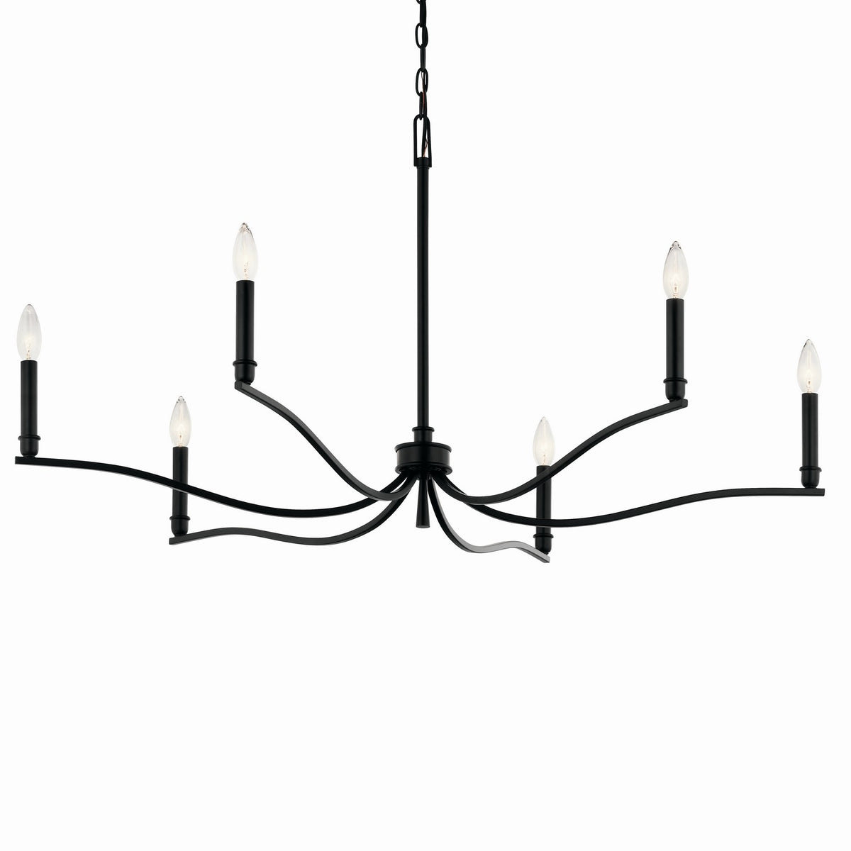 KICHLER 52696BK Malene 42 Inch 6 Light Chandelier In Black