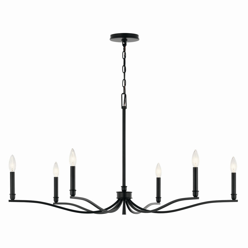 KICHLER 52696BK Malene 42 Inch 6 Light Chandelier In Black
