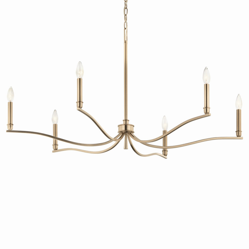 KICHLER 52696CPZ Malene 42 Inch 6 Light Chandelier In Champagne Bronze