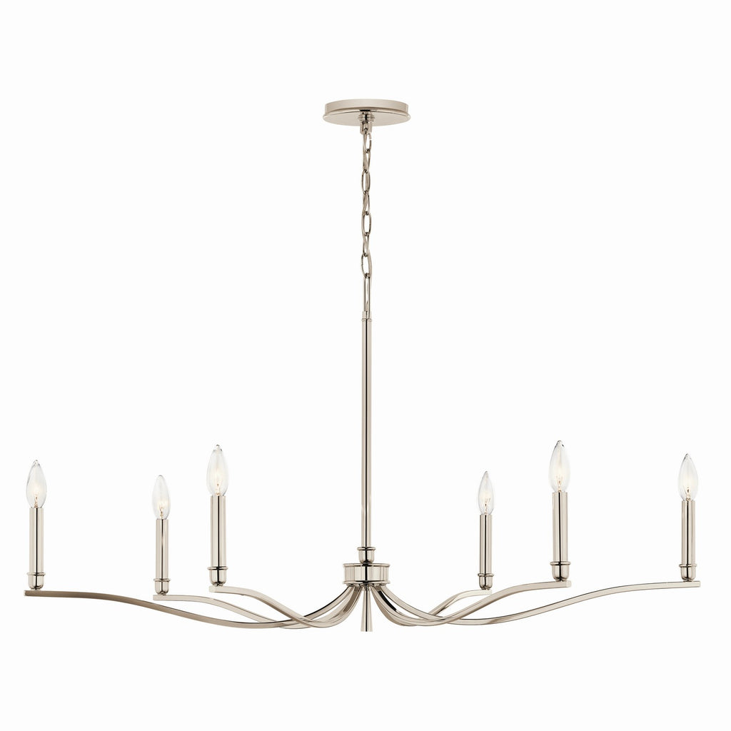 KICHLER 52696PN Malene 42 Inch 6 Light Chandelier In Polished Nickel