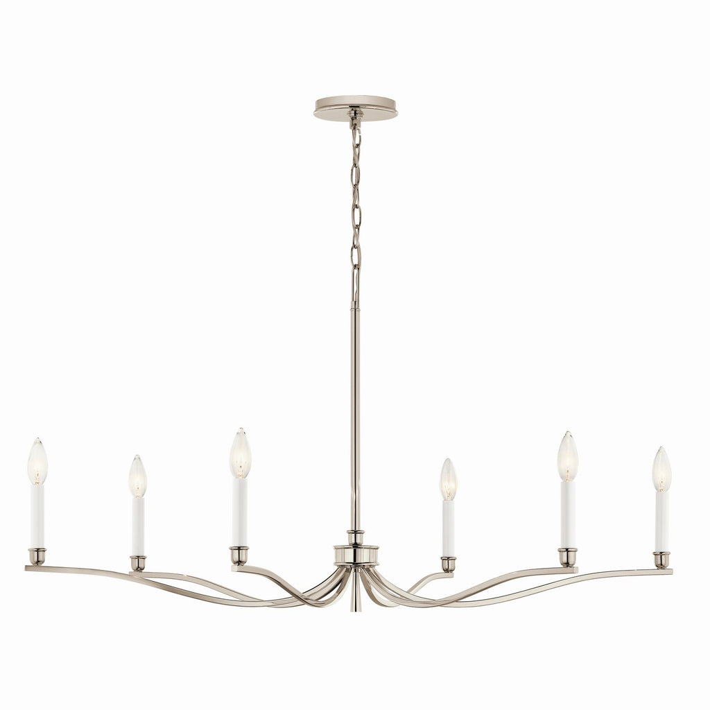 KICHLER 52696PN Malene 42 Inch 6 Light Chandelier In Polished Nickel