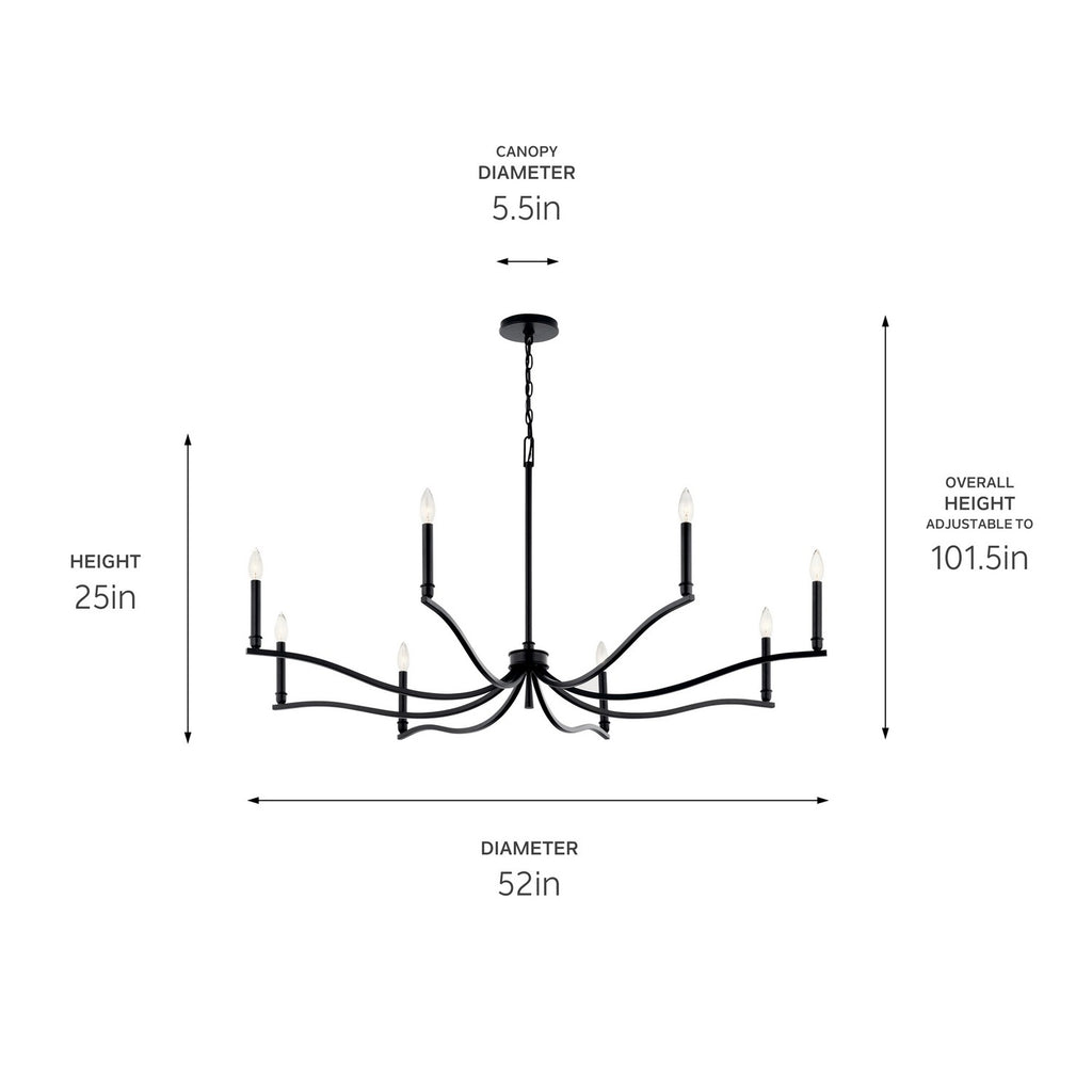 KICHLER 52697BK Malene 52 Inch 8 Light Chandelier In Black