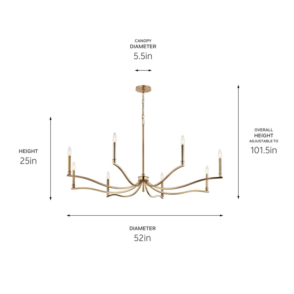 KICHLER 52697CPZ Malene 52 Inch 8 Light Chandelier In Champagne Bronze