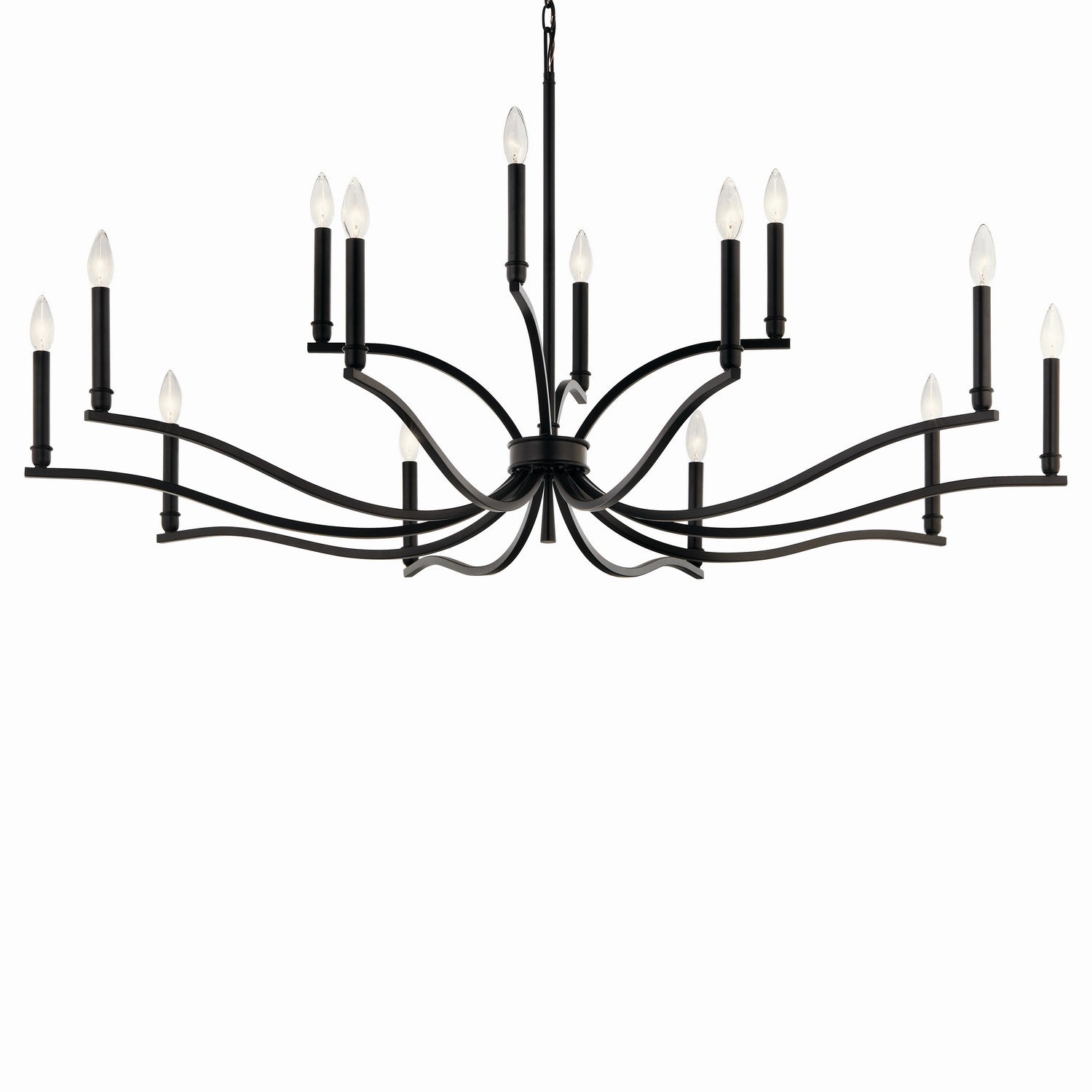 KICHLER 52698BK Malene 52.75 Inch 14 Light 2-Tier Chandelier In Black