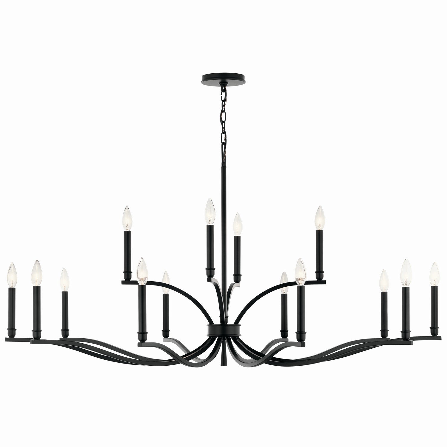 KICHLER 52698BK Malene 52.75 Inch 14 Light 2-Tier Chandelier In Black