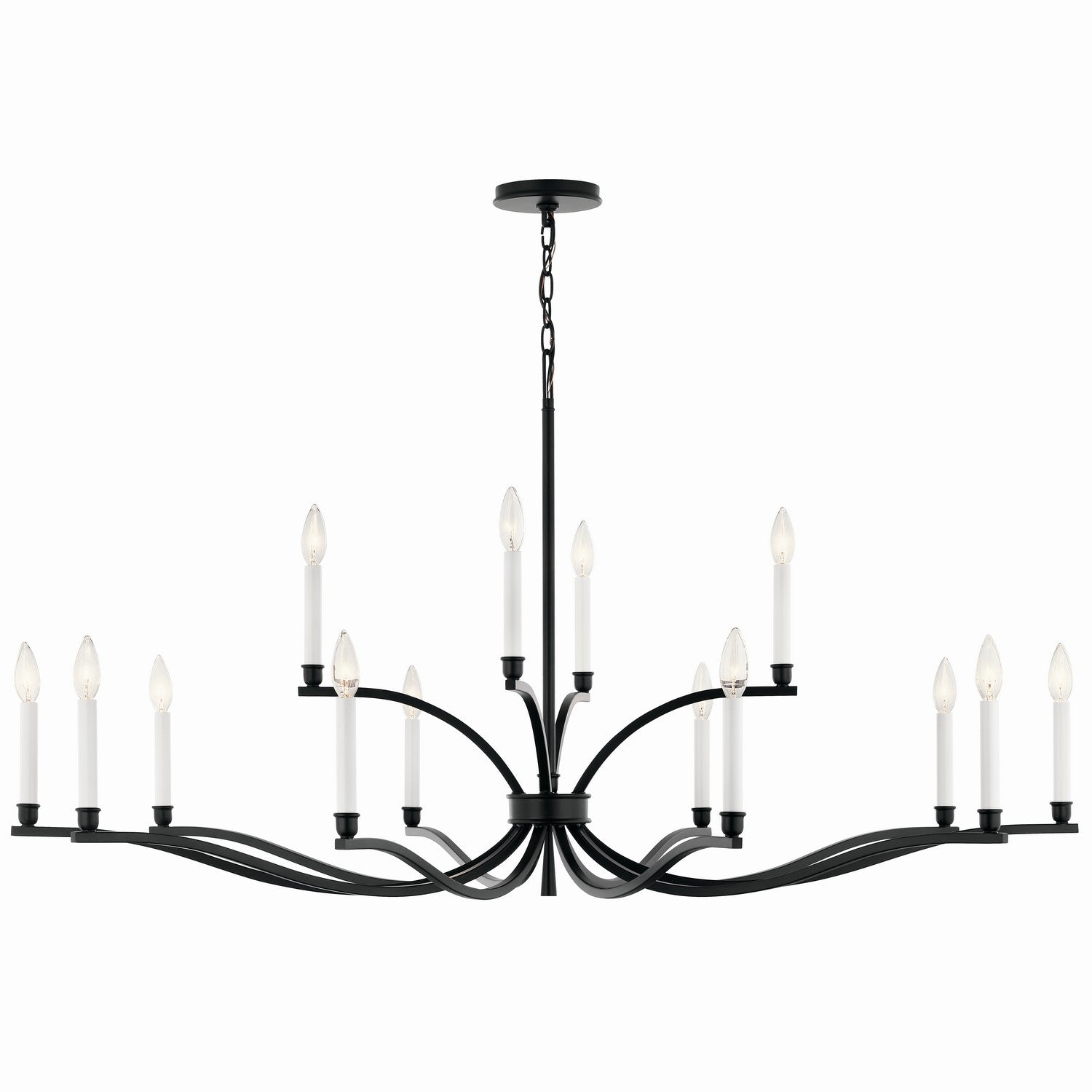 KICHLER 52698BK Malene 52.75 Inch 14 Light 2-Tier Chandelier In Black