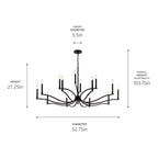 KICHLER 52698BK Malene 52.75 Inch 14 Light 2-Tier Chandelier In Black