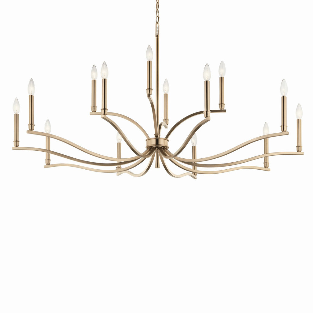KICHLER 52698CPZ Malene 52.75 Inch 14 Light 2-Tier Chandelier In Champagne Bronze