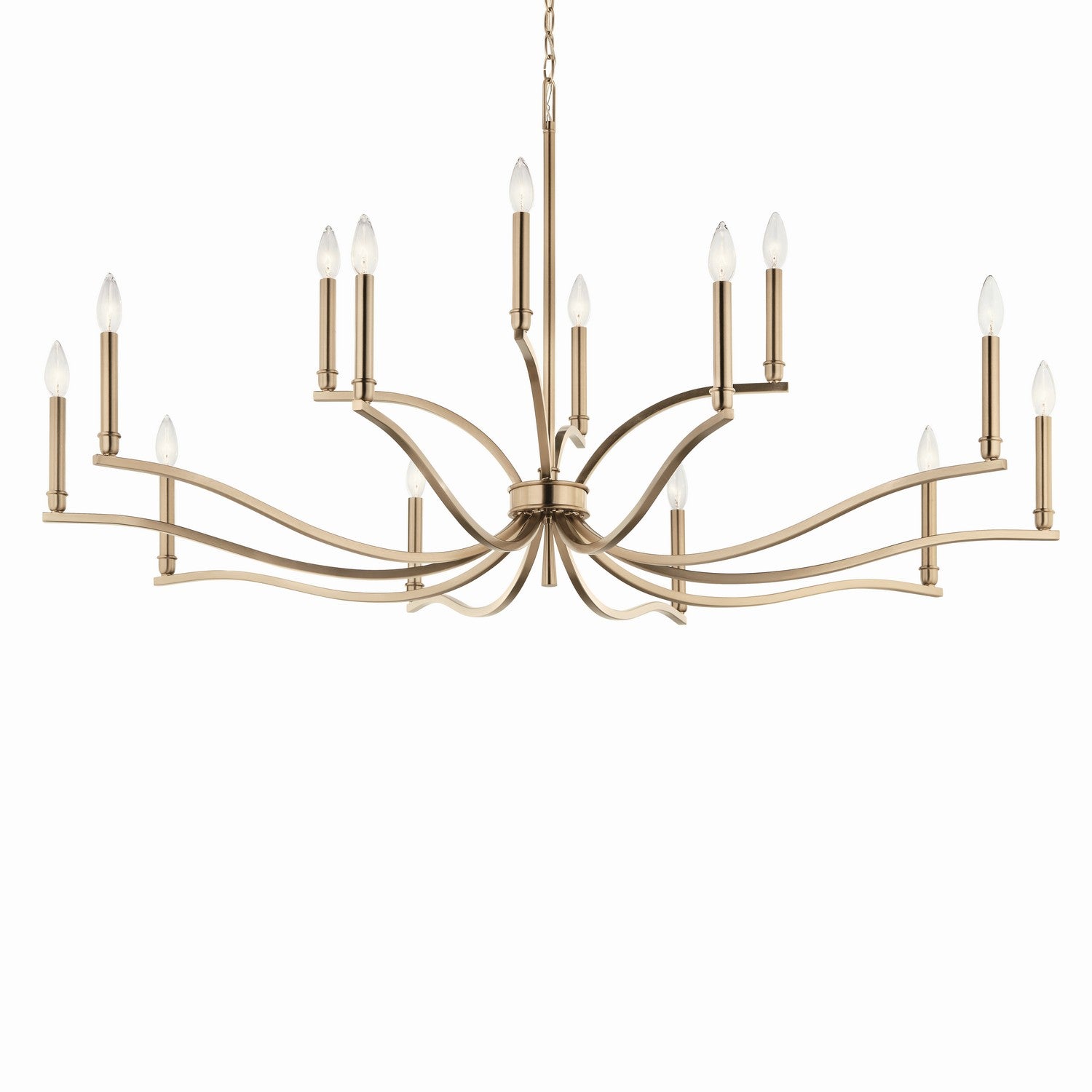 KICHLER 52698CPZ Malene 52.75 Inch 14 Light 2-Tier Chandelier In Champagne Bronze