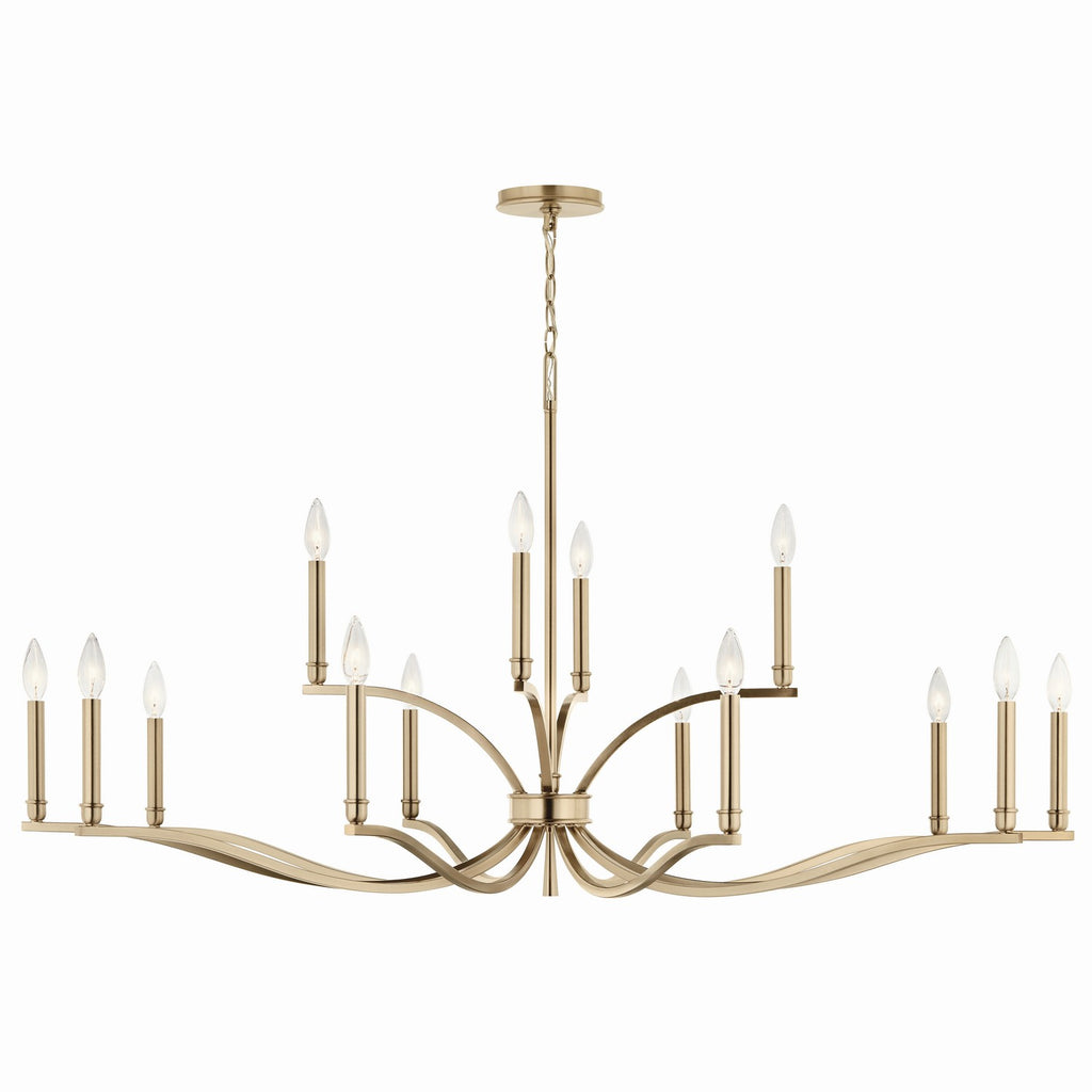 KICHLER 52698CPZ Malene 52.75 Inch 14 Light 2-Tier Chandelier In Champagne Bronze