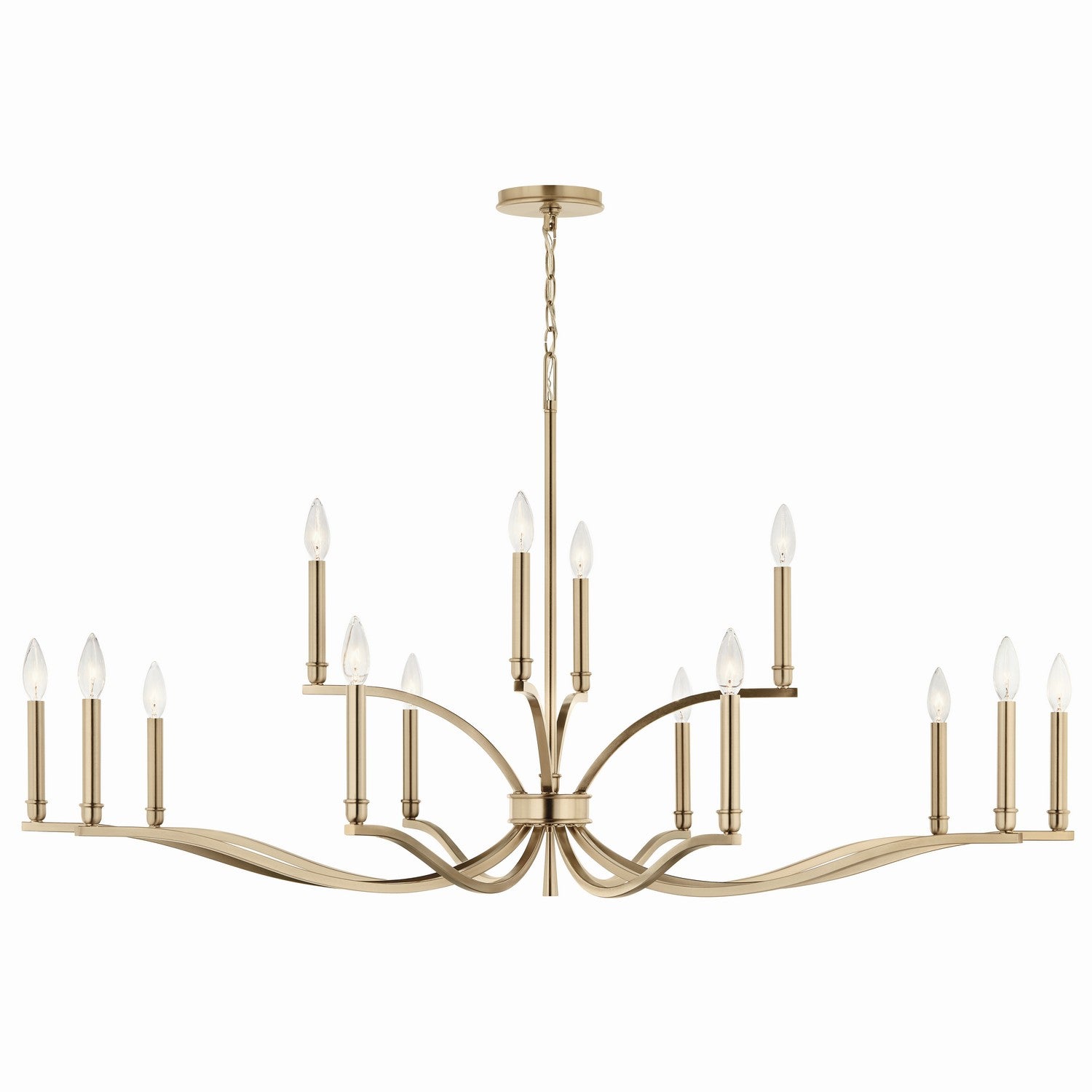KICHLER 52698CPZ Malene 52.75 Inch 14 Light 2-Tier Chandelier In Champagne Bronze