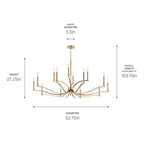 KICHLER 52698CPZ Malene 52.75 Inch 14 Light 2-Tier Chandelier In Champagne Bronze