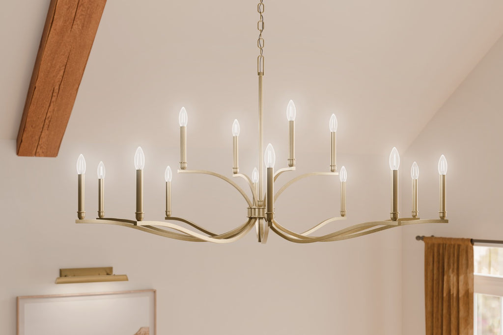 KICHLER 52698CPZ Malene 52.75 Inch 14 Light 2-Tier Chandelier In Champagne Bronze
