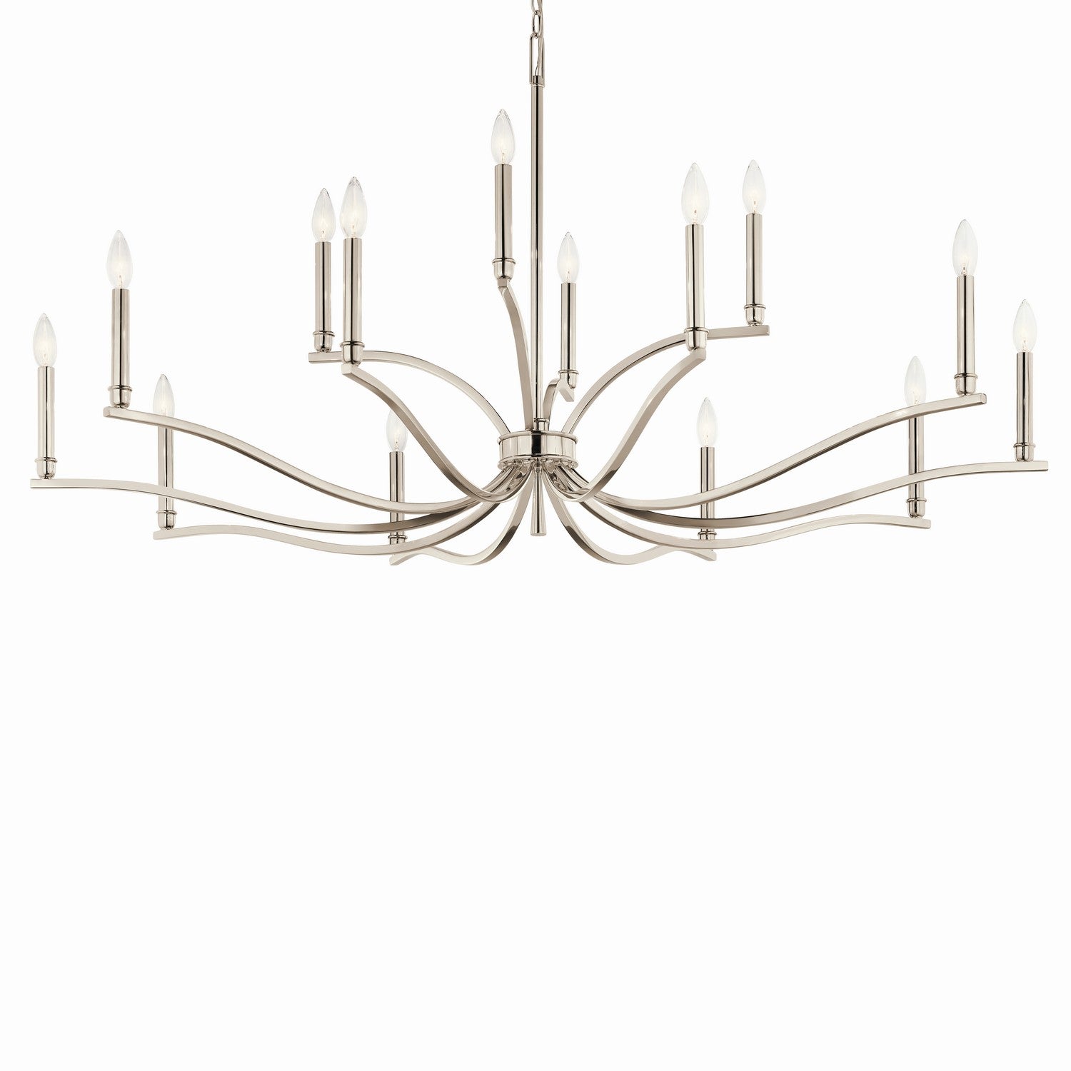 KICHLER 52698PN Malene 52.75 Inch 14 Light 2-Tier Chandelier In Polished Nickel