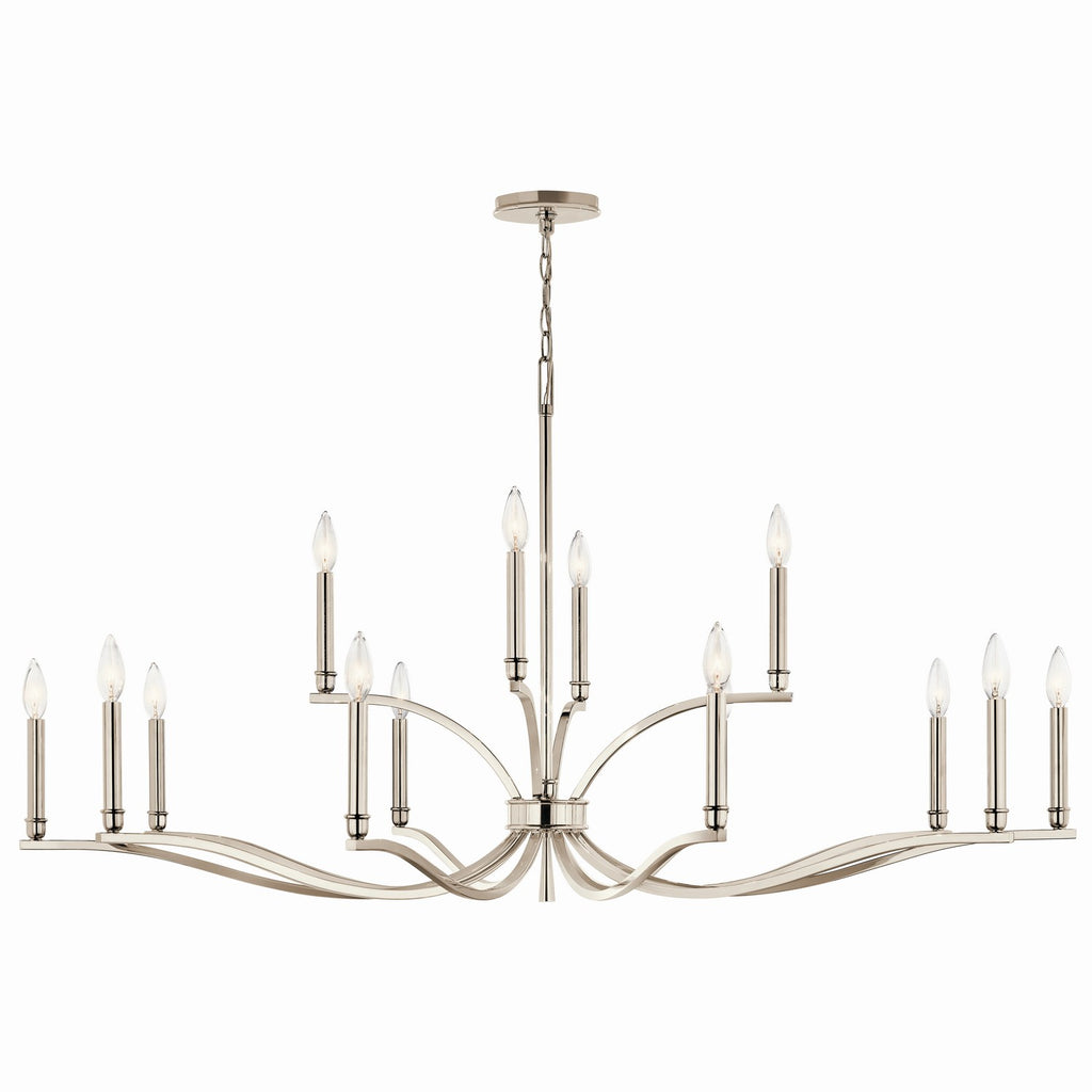 KICHLER 52698PN Malene 52.75 Inch 14 Light 2-Tier Chandelier In Polished Nickel