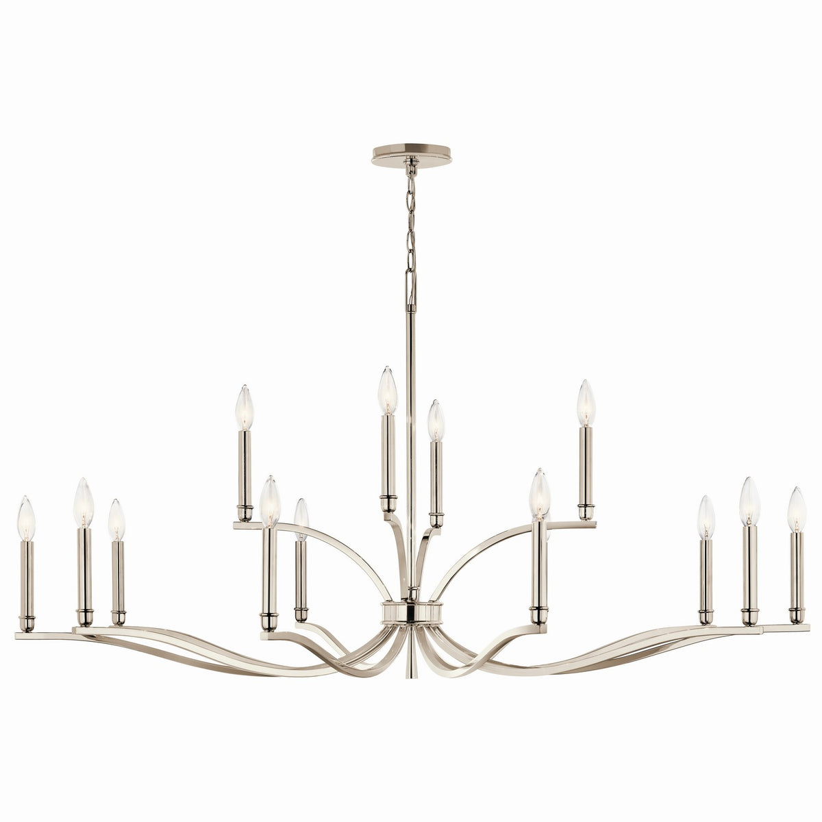 KICHLER 52698PN Malene 52.75 Inch 14 Light 2-Tier Chandelier In Polished Nickel