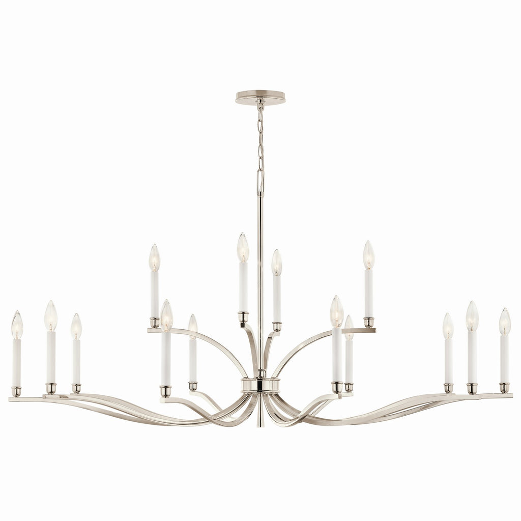 KICHLER 52698PN Malene 52.75 Inch 14 Light 2-Tier Chandelier In Polished Nickel
