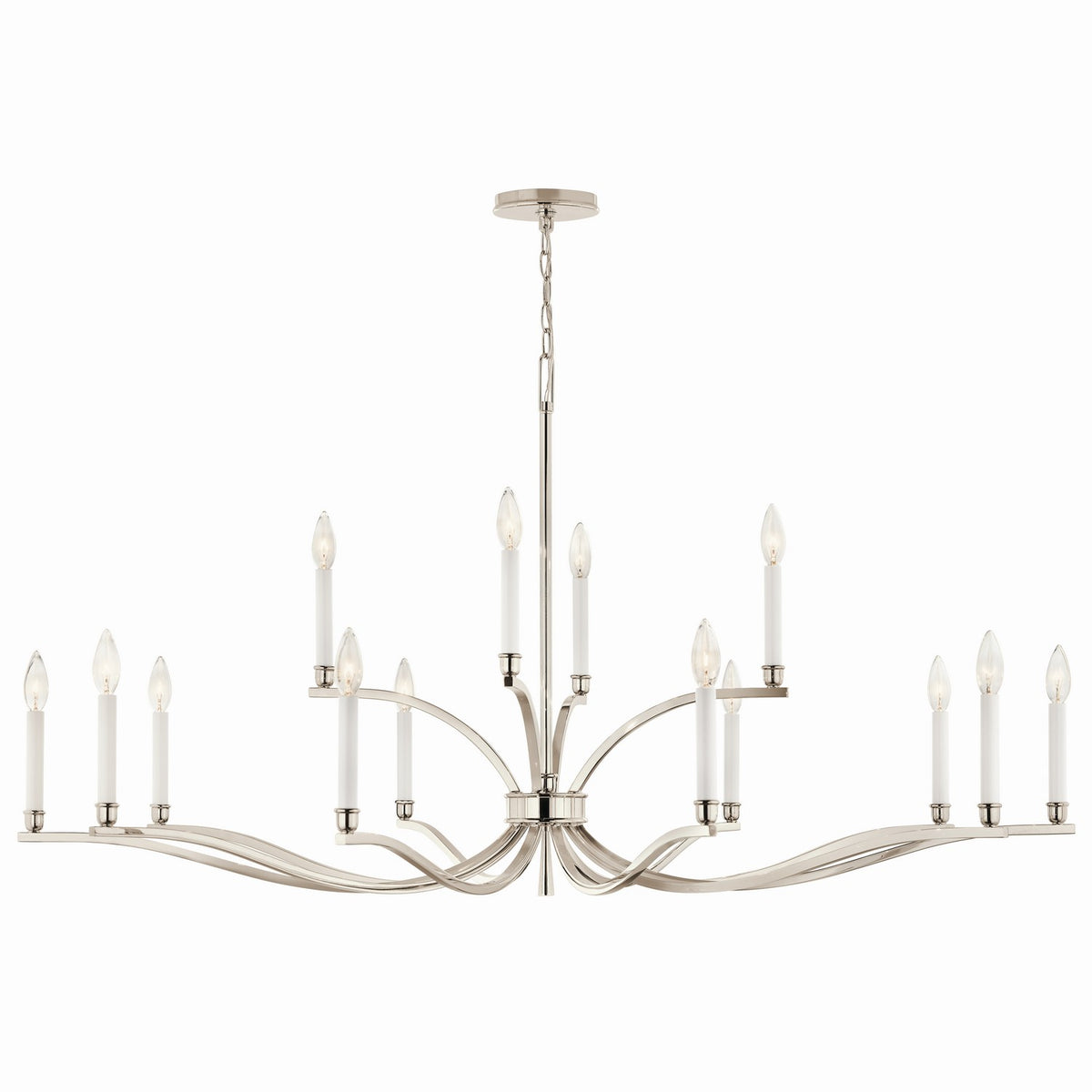 KICHLER 52698PN Malene 52.75 Inch 14 Light 2-Tier Chandelier In Polished Nickel