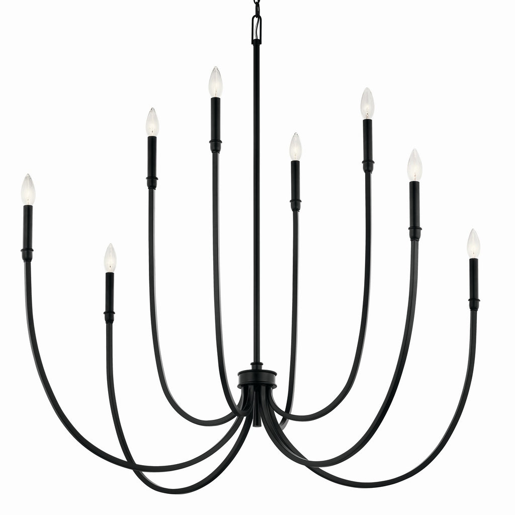 KICHLER 52699BK Malene 45.25 Inch 8 Light Foyer Chandelier In Black