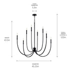KICHLER 52699BK Malene 45.25 Inch 8 Light Foyer Chandelier In Black