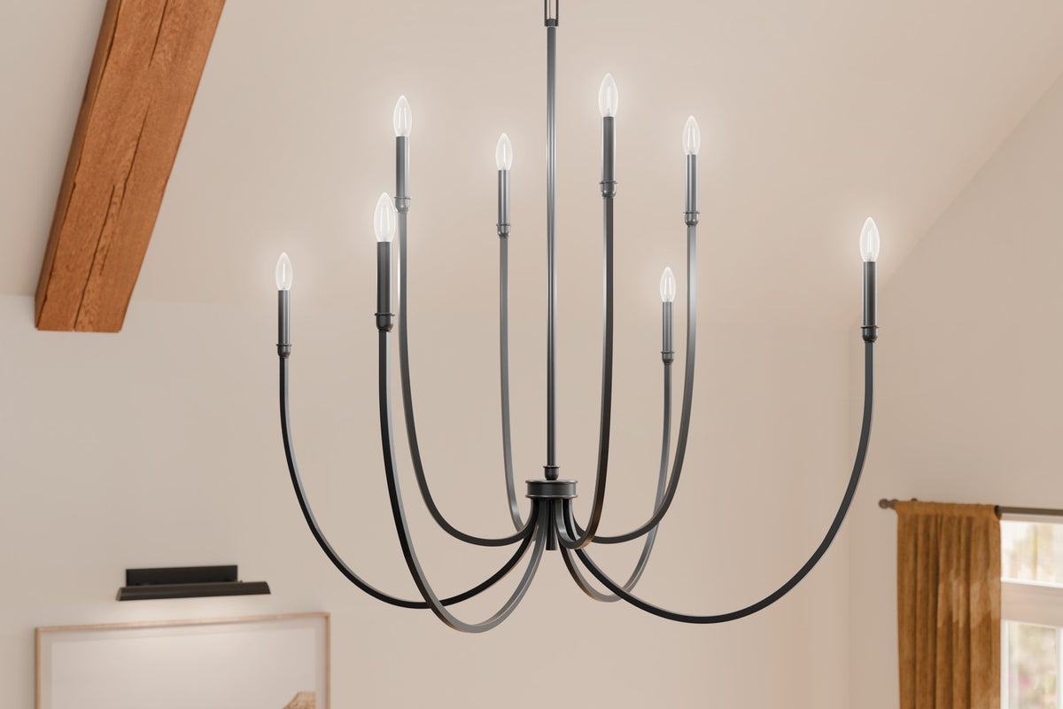 KICHLER 52699BK Malene 45.25 Inch 8 Light Foyer Chandelier In Black