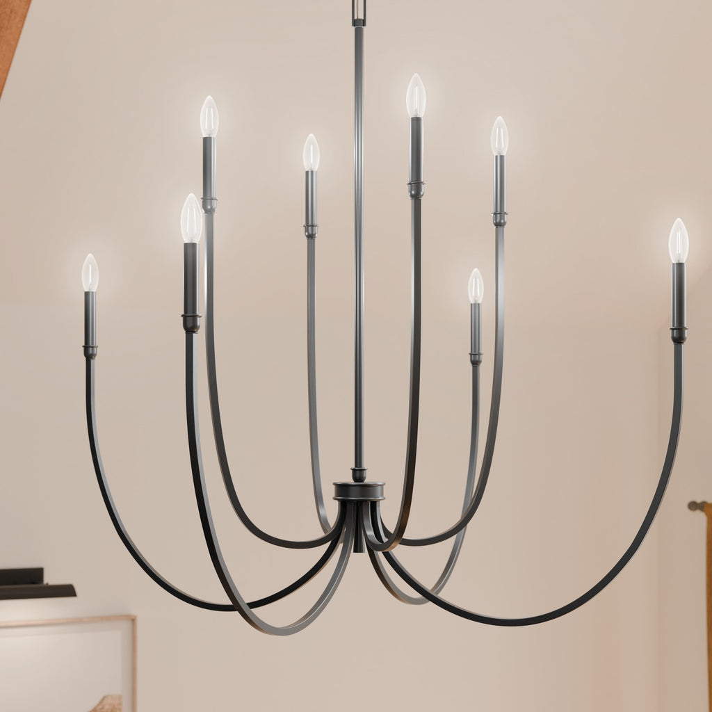 KICHLER 52699BK Malene 45.25 Inch 8 Light Foyer Chandelier In Black