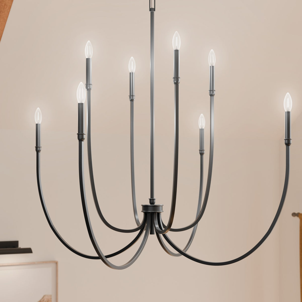 KICHLER 52699BK Malene 45.25 Inch 8 Light Foyer Chandelier In Black