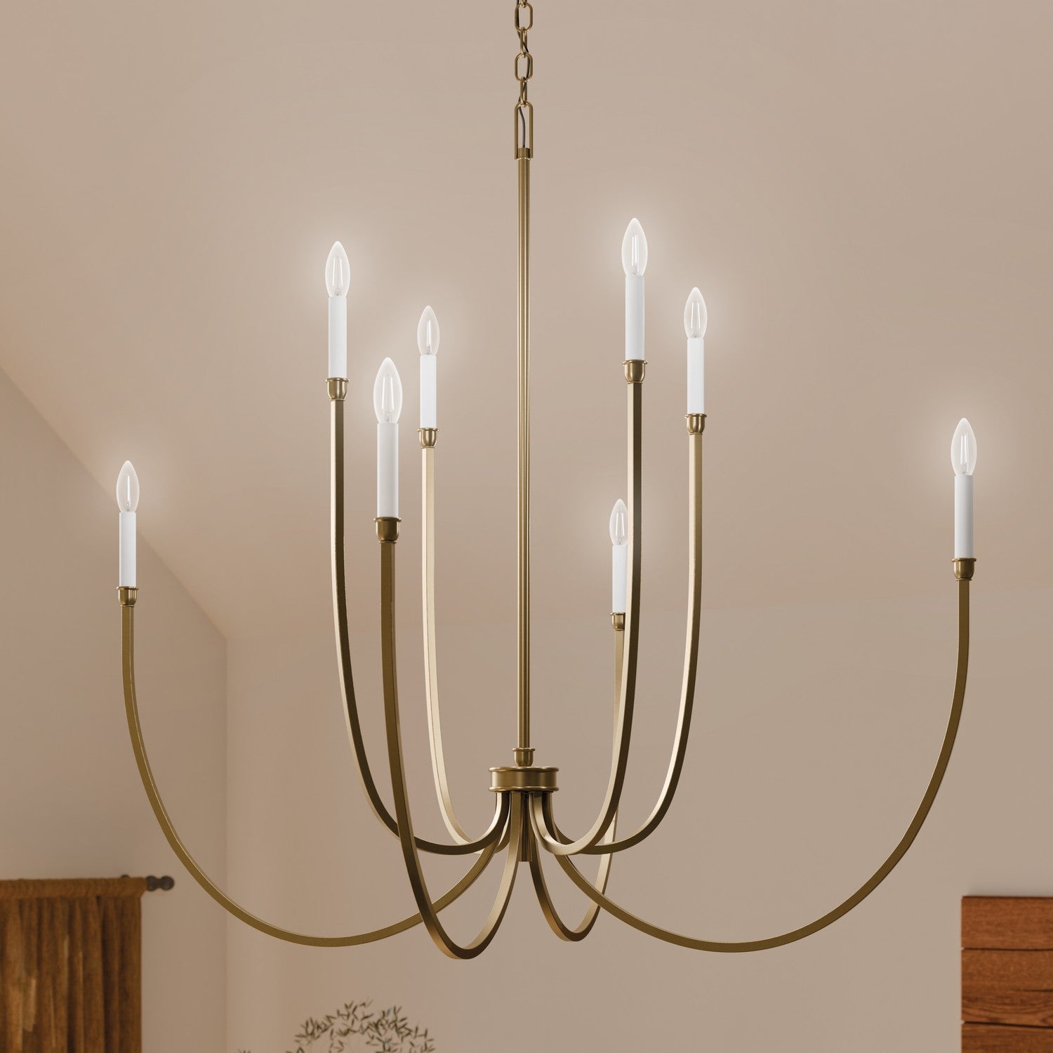 KICHLER 52699CPZ Malene 45.25 Inch 8 Light Foyer Chandelier In Champagne Bronze