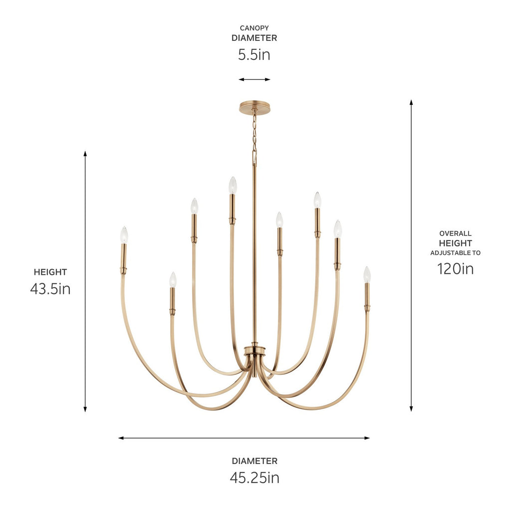 KICHLER 52699CPZ Malene 45.25 Inch 8 Light Foyer Chandelier In Champagne Bronze