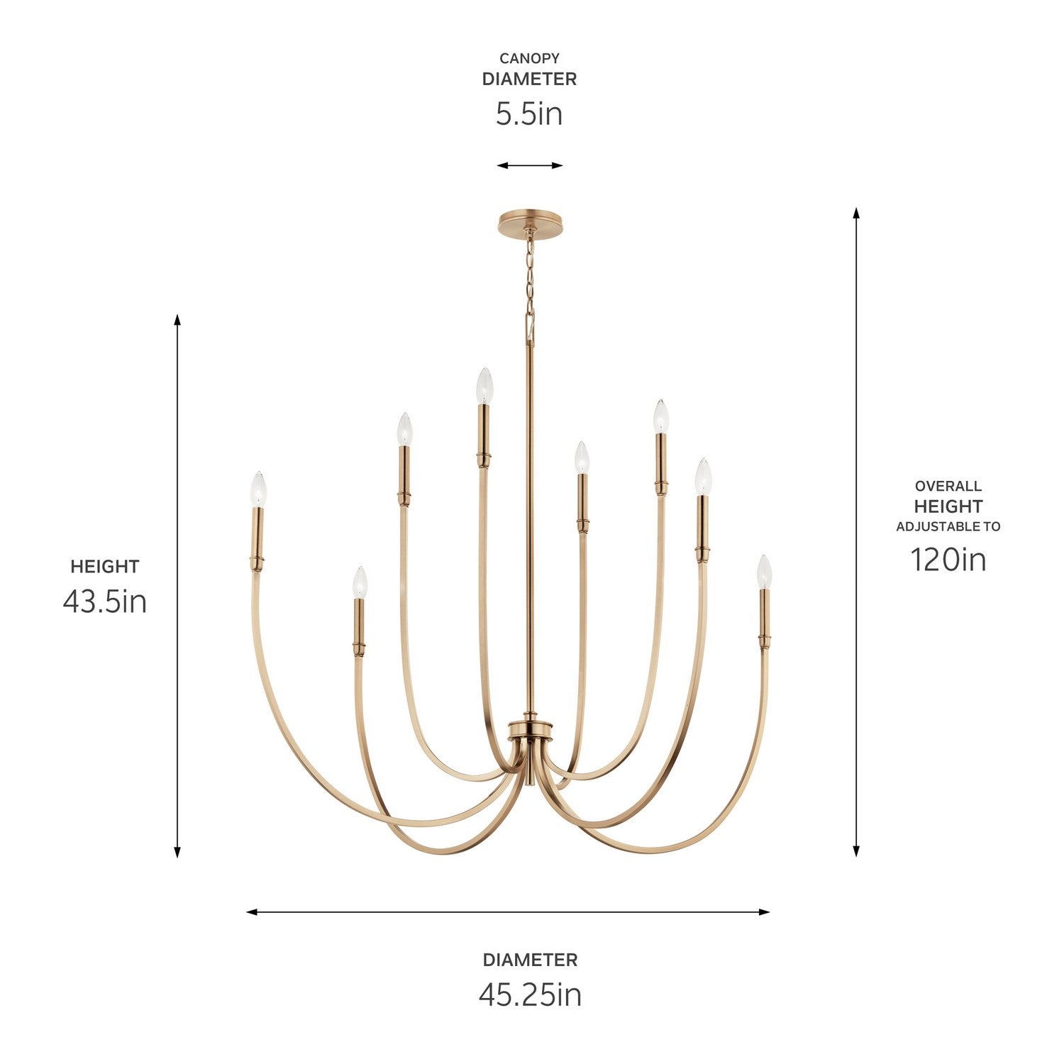 KICHLER 52699CPZ Malene 45.25 Inch 8 Light Foyer Chandelier In Champagne Bronze