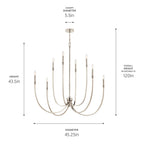 KICHLER 52699PN Malene 45.25 Inch 8 Light Foyer Chandelier In Polished Nickel