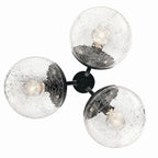 KICHLER 52700BK Silvarious 16.5 Inch 3 Light Convertible Pendant With Clear Crackled Glass In Black