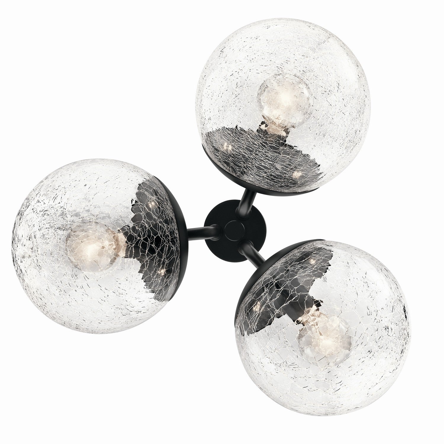 KICHLER 52700BK Silvarious 16.5 Inch 3 Light Convertible Pendant With Clear Crackled Glass In Black