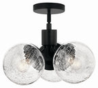 KICHLER 52700BK Silvarious 16.5 Inch 3 Light Convertible Pendant With Clear Crackled Glass In Black