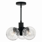 KICHLER 52700BK Silvarious 16.5 Inch 3 Light Convertible Pendant With Clear Crackled Glass In Black