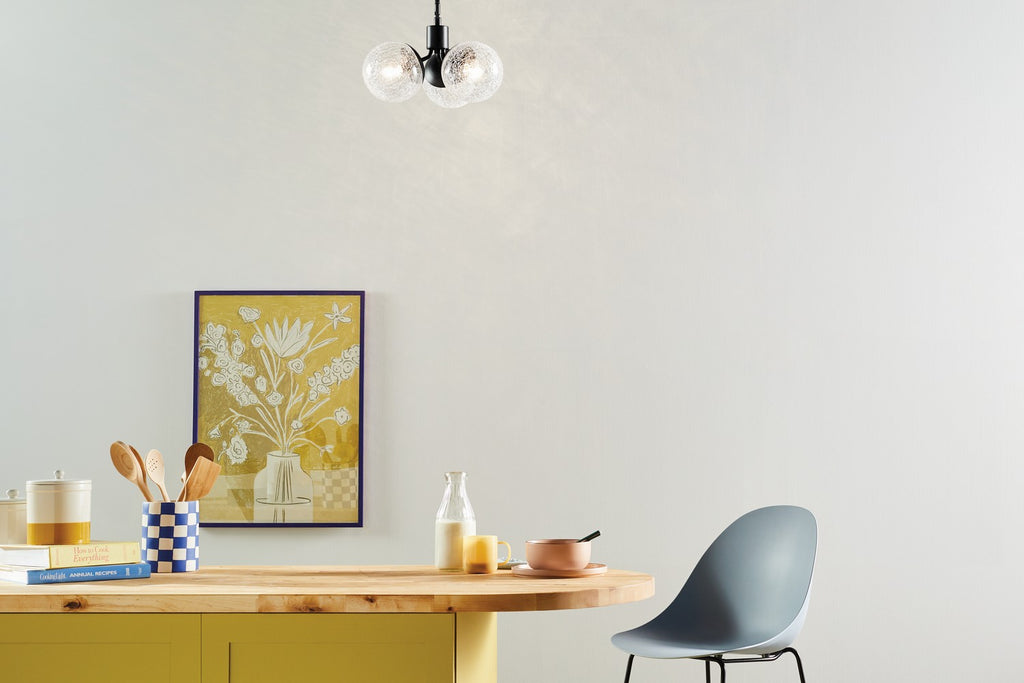 KICHLER 52700BK Silvarious 16.5 Inch 3 Light Convertible Pendant With Clear Crackled Glass In Black