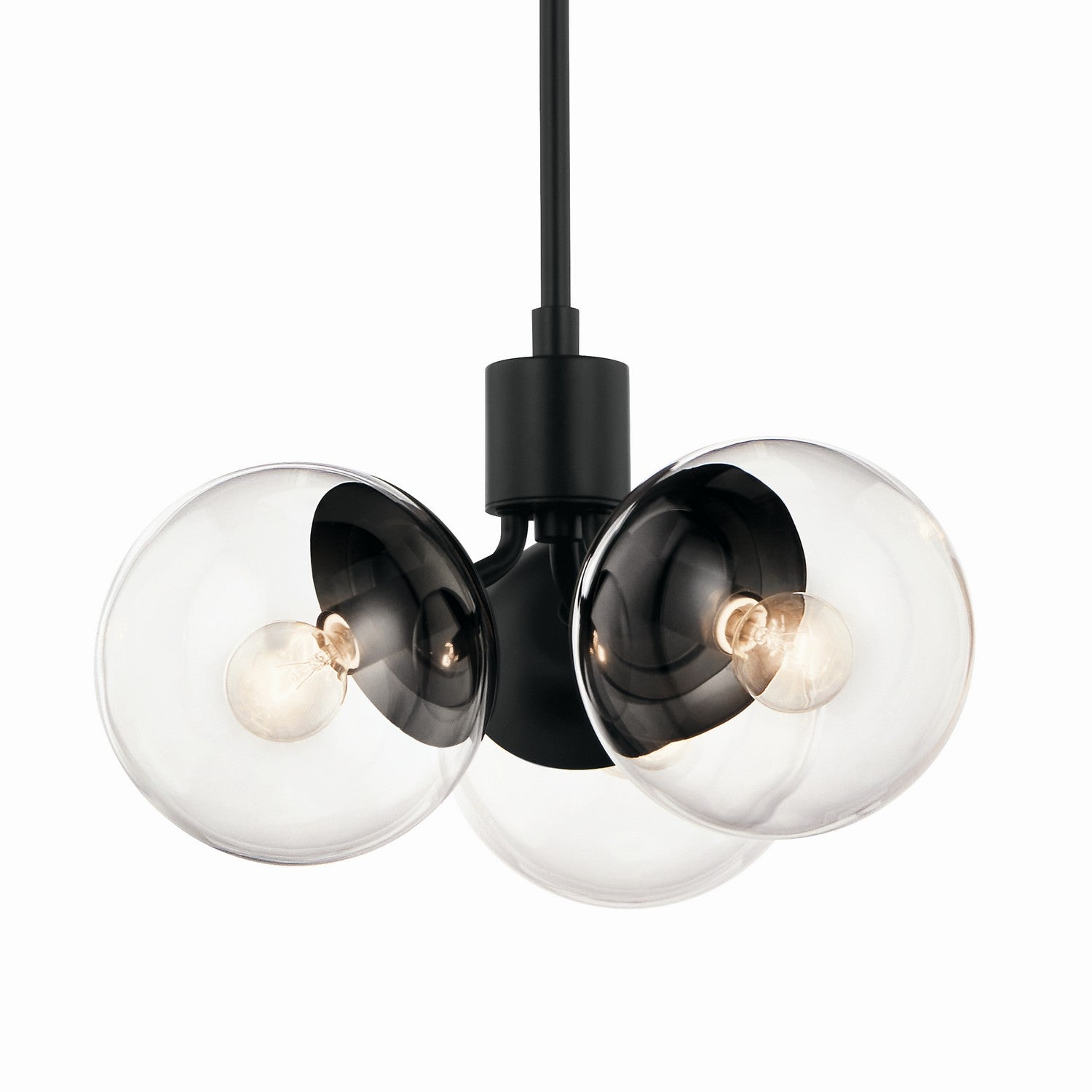 KICHLER 52700BKCLR Silvarious 16.5 Inch 3 Light Convertible Pendant With Clear Glass In Black