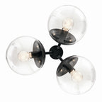 KICHLER 52700BKCLR Silvarious 16.5 Inch 3 Light Convertible Pendant With Clear Glass In Black