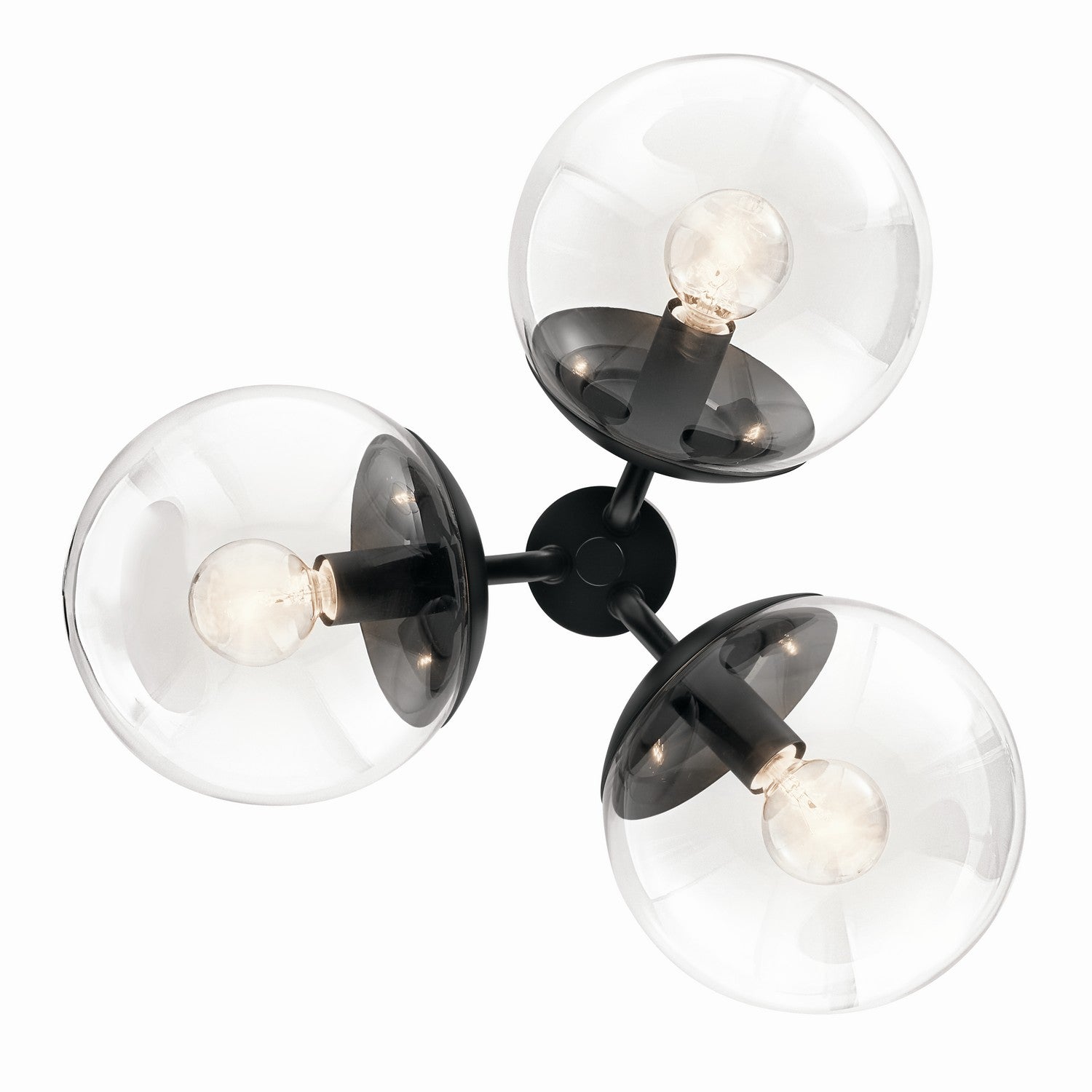 KICHLER 52700BKCLR Silvarious 16.5 Inch 3 Light Convertible Pendant With Clear Glass In Black