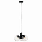 KICHLER 52700BKCLR Silvarious 16.5 Inch 3 Light Convertible Pendant With Clear Glass In Black