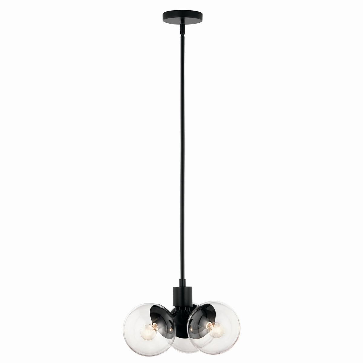 KICHLER 52700BKCLR Silvarious 16.5 Inch 3 Light Convertible Pendant With Clear Glass In Black