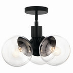 KICHLER 52700BKCLR Silvarious 16.5 Inch 3 Light Convertible Pendant With Clear Glass In Black