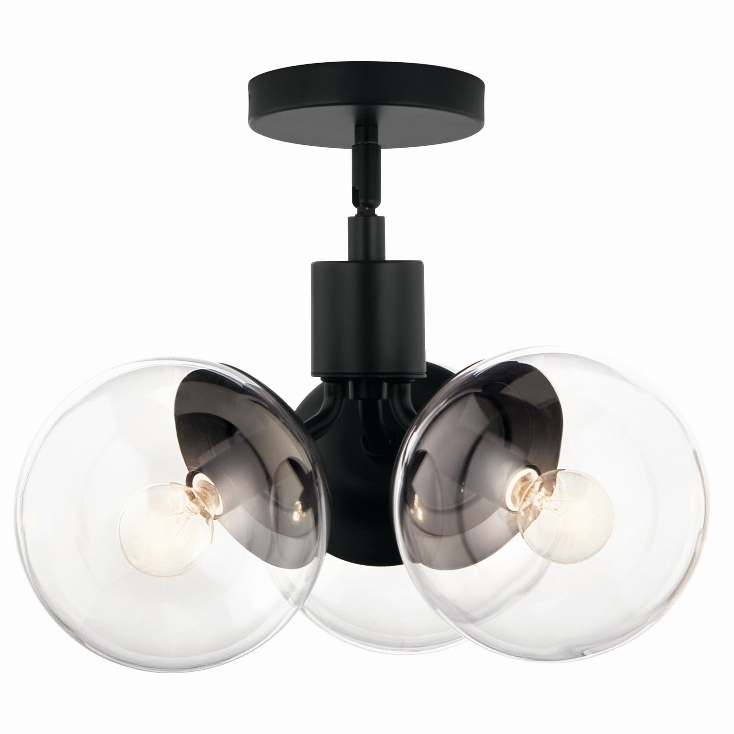 KICHLER 52700BKCLR Silvarious 16.5 Inch 3 Light Convertible Pendant With Clear Glass In Black