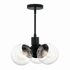 KICHLER 52700BKCLR Silvarious 16.5 Inch 3 Light Convertible Pendant With Clear Glass In Black