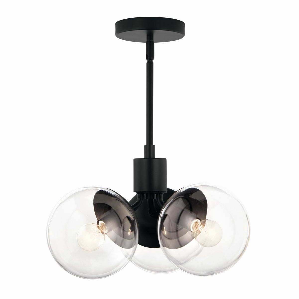 KICHLER 52700BKCLR Silvarious 16.5 Inch 3 Light Convertible Pendant With Clear Glass In Black