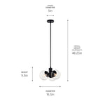 KICHLER 52700BKCLR Silvarious 16.5 Inch 3 Light Convertible Pendant With Clear Glass In Black