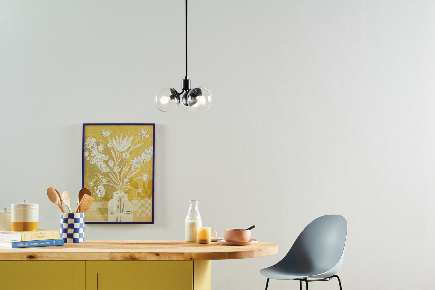 KICHLER 52700BKCLR Silvarious 16.5 Inch 3 Light Convertible Pendant With Clear Glass In Black