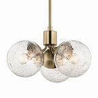 KICHLER 52700CPZ Silvarious 16.5 Inch 3 Light Convertible Pendant With Clear Crackled Glass In Champagne Bronze