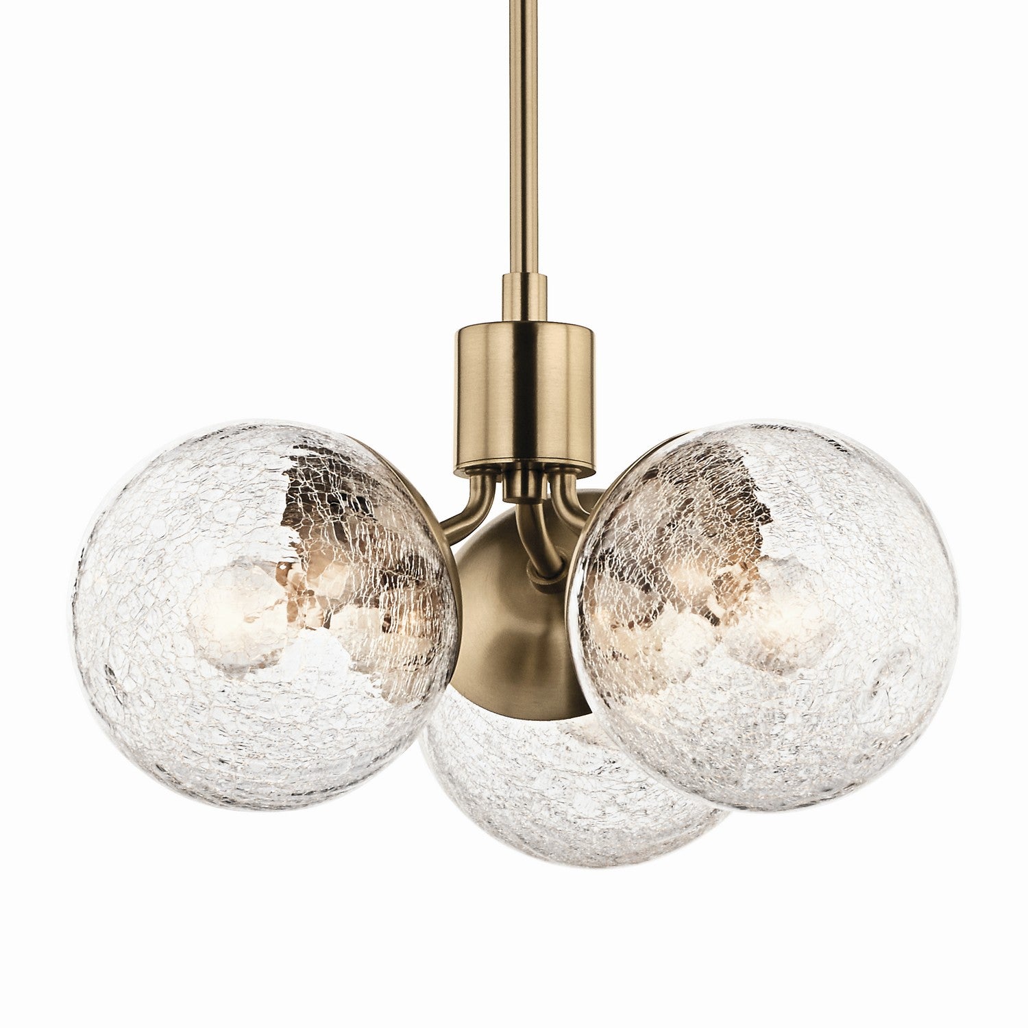 KICHLER 52700CPZ Silvarious 16.5 Inch 3 Light Convertible Pendant With Clear Crackled Glass In Champagne Bronze
